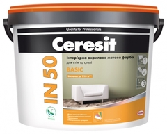 Краска интерьерная матовая Ceresit IN50 BASIC База А 10л
