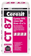 Клей для теплоизоляции Ceresit СТ87 ППС+МВ белый "2 в 1" 25кг